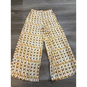 Lanhtropy‎ Luna Wide Leg Pants Womens Small 100% Linen Yellow Savannah $190